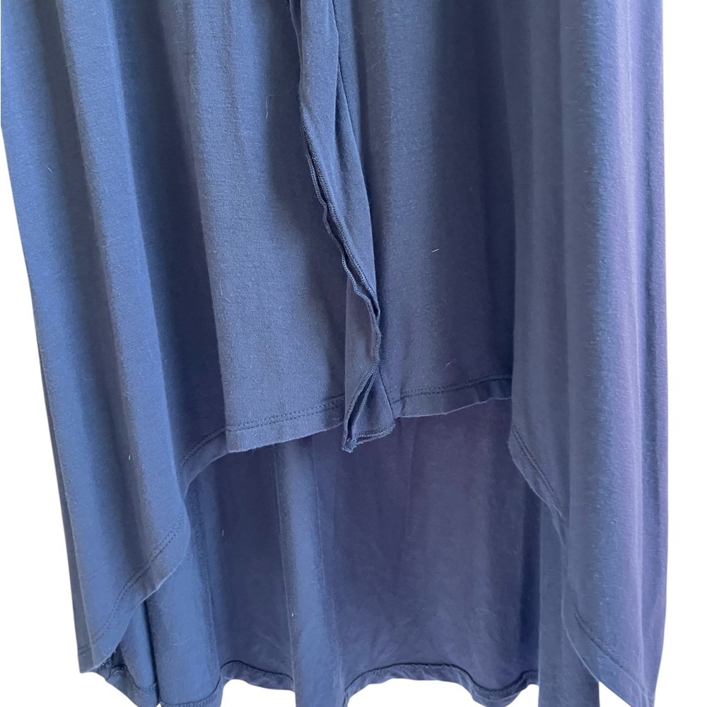 Satin-Trim Maxi Sleeveless Dress Vneck w Front Pockets Dark Grey Size 4/6 - Picture 4 of 5